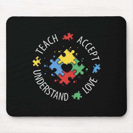 自閉症意識先生教え受け入れ理解L マウスパッド (正面)