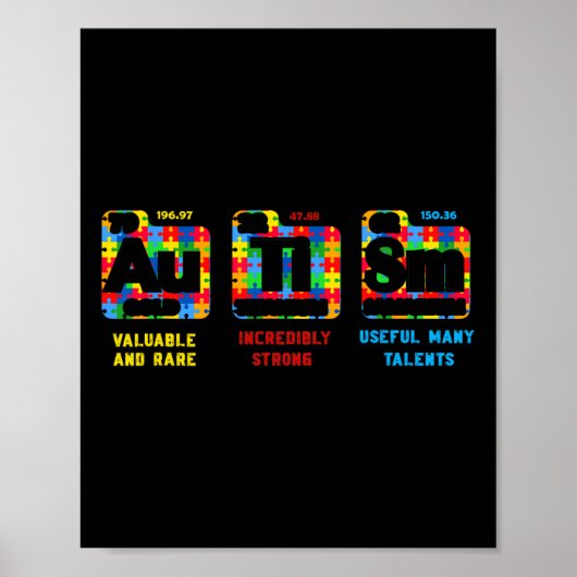 自閉症意識女性男性子供の要素の定期的 ポスター (正面)