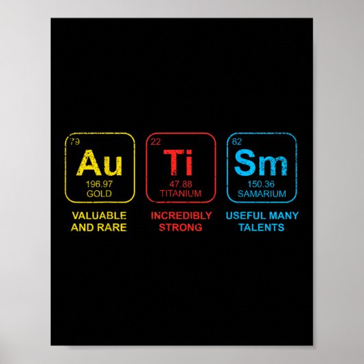 自閉症意識女性男性子供の要素の定期的 ポスター (正面)