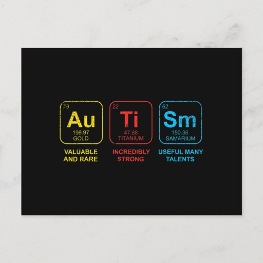 自閉症意識女性男性子供の要素の定期的 ポストカード (正面)