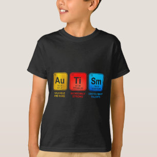 自閉症意識女性男性子供の要素の定期的 Tシャツ