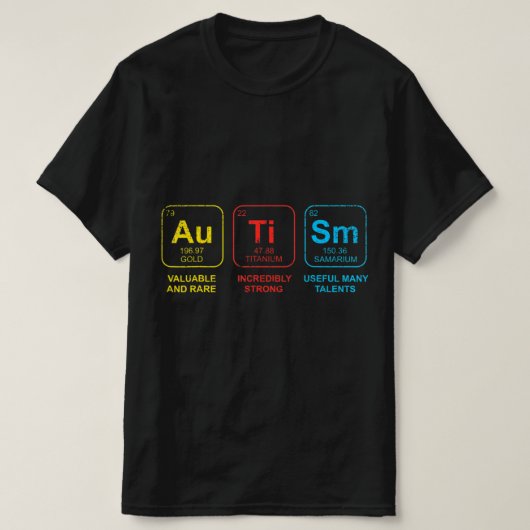 自閉症意識女性男性子供の要素の定期的 Tシャツ (デザイン正面)