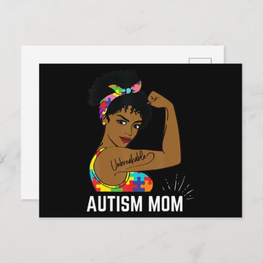 自閉症意識強い母アフロ母ブラックウォーム ポストカード (正面/裏面)