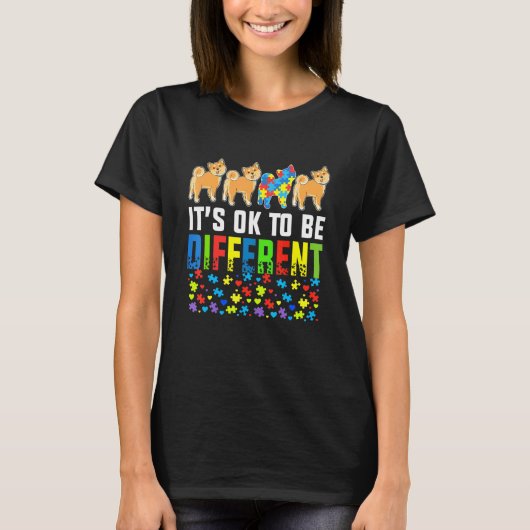 自閉症意識柴犬犬 Tシャツ (正面)