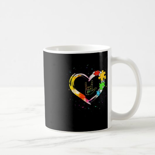 自閉症意識特殊Ed先生Aslサインラング コーヒーマグカップ (右)