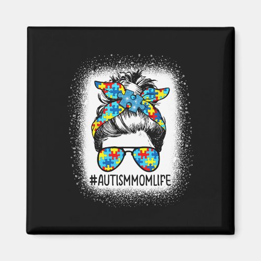 自閉症意識自閉症ママ生活乱雑ヘアバンモ マグネット (正面)