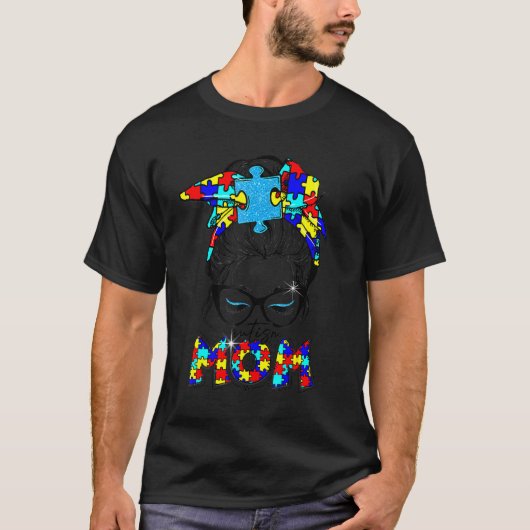 自閉症意識自閉症ママ生活乱雑ヘアバンモ Tシャツ (正面)