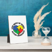 自閉症意識自閉症介護者 フォトプラーク (側面)