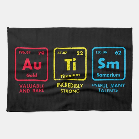 自閉症意識要素周期表 キッチンタオル (横)