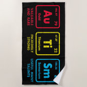 自閉症意識要素周期表 ビーチタオル (正面)