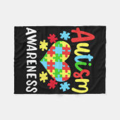 自閉症意識1 フリースブランケット (正面(横))