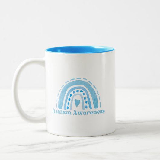 自閉症意識2トーンマグカップ、11オズ ツートーンマグカップ (左)