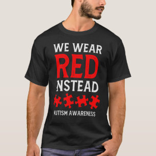 自閉症意識4月We衣服赤の代わりに男性Wom Tシャツ
