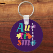自閉症意識 – パズル – 紫 キーホルダー (正面)