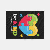 自閉症意識 – 優しいパズルハート親切 フリースブランケット (正面(横))