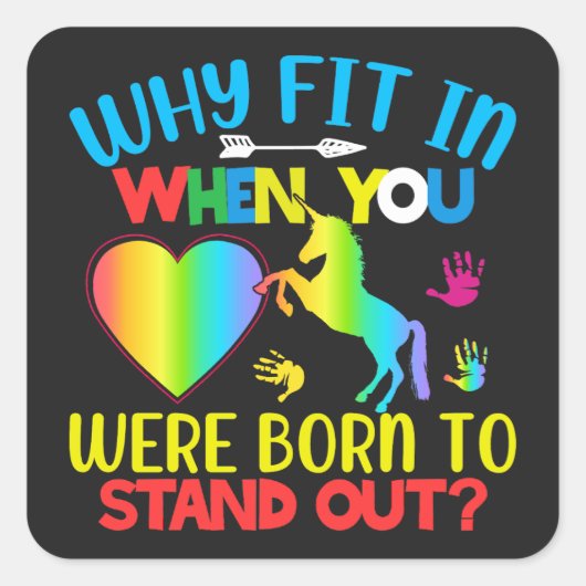 自閉症意識、行動の課題の克服 スクエアシール (正面)