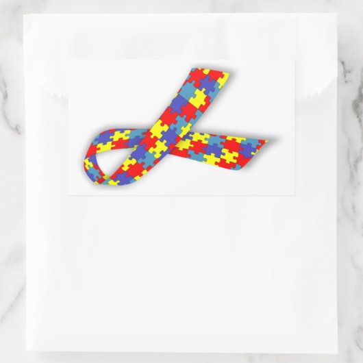 自閉症意識 長方形シール (バッグ)