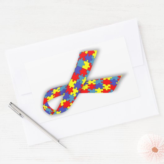 自閉症意識 長方形シール (封筒)