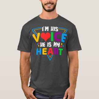 自閉症意識Ix27m彼の声彼は私のハート Tシャツ