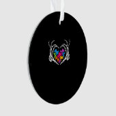 自閉症意識sスケルトンハンドハートパズルPi オーナメント (正面)