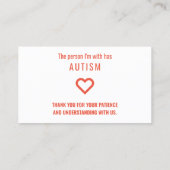 自閉症感謝していの忍耐がカードを渡す 名刺 (裏面)