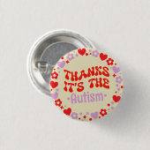 自閉症感謝してい黄色のグルービー70年代だ 缶バッジ (正面&裏面)