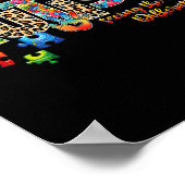 自閉症支援先生女性子供たち自閉症意識 ポスター (角)