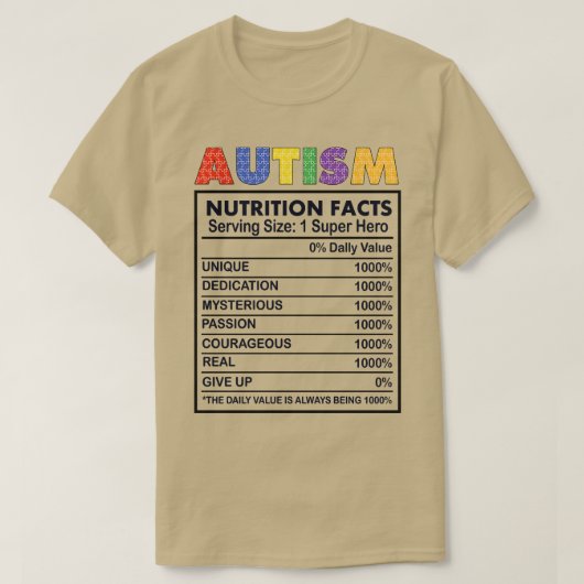 自閉症栄養事実 Tシャツ (デザイン正面)