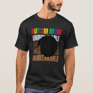 自閉症母Unbreakable Afro Messy Bun自閉症意識 Tシャツ