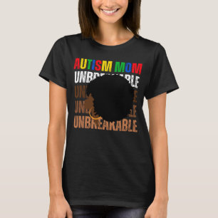 自閉症母Unbreakable Afro Messy Bun自閉症意識 Tシャツ