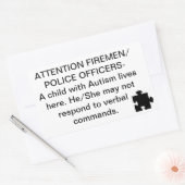 自閉症火災・緊急安全シール 長方形シール (封筒)