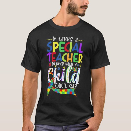 自閉症特別支援学級の先生が子供の"Can"を聞く Tシャツ (正面)