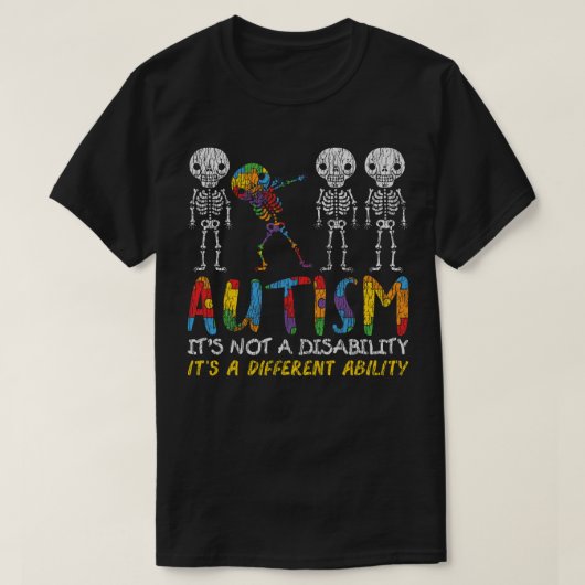 自閉症率 – スケルトン自閉症率 Tシャツ (デザイン正面)