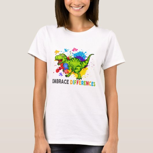 自閉症理解のパズル　違いを受け入れて Tシャツ (正面)
