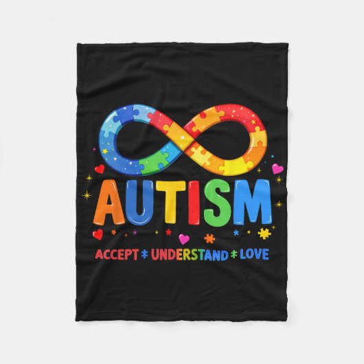 自閉症理解を受け入れて愛する ASD サポート フリースブランケット (正面)