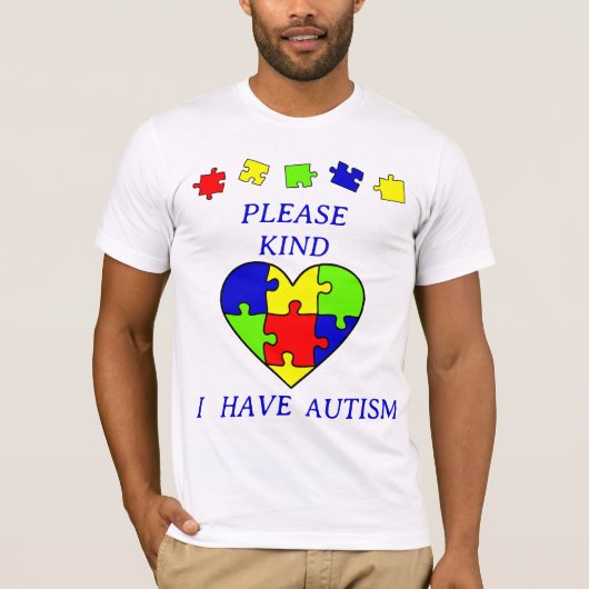 自閉症理解パズル 自閉症啓発デイTシャツ Tシャツ (正面)