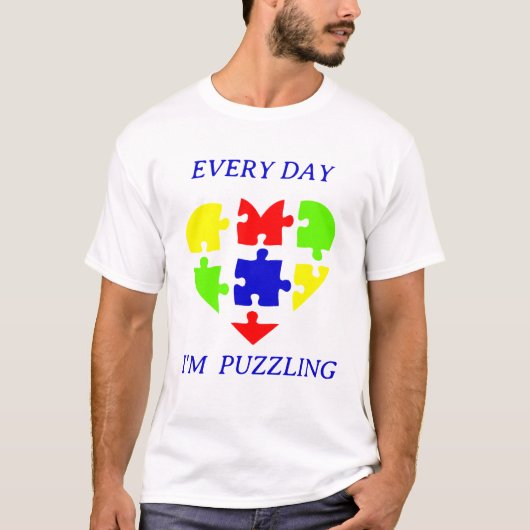 自閉症理解パズル 自閉症啓発デイTシャツ Tシャツ (正面)