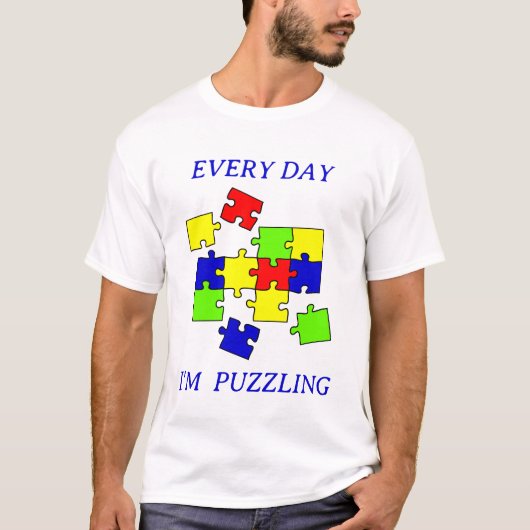 自閉症理解パズル 自閉症啓発デー Tシャツ (正面)