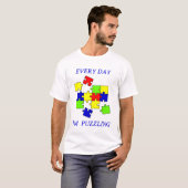 自閉症理解パズル 自閉症啓発デー Tシャツ (正面フル)