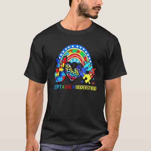 自閉症理解 愛 受容 パズルピース タイダイ Tシャツ (正面)
