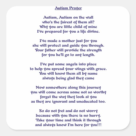 自閉症祈りの言葉 スクエアシール (正面)