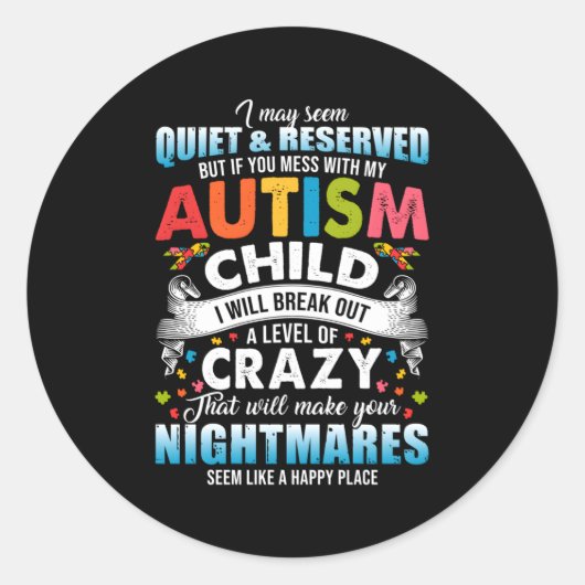 自閉症自閉症意識パズルピース誇りを持ったオティ ラウンドシール (正面)