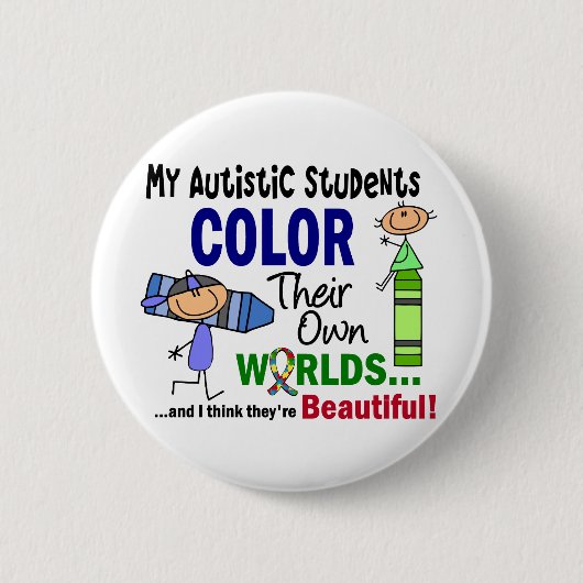自閉症色自身の世界学生 缶バッジ (正面)