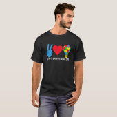 自閉症虹の花を受け入れる理解愛する Tシャツ (正面フル)