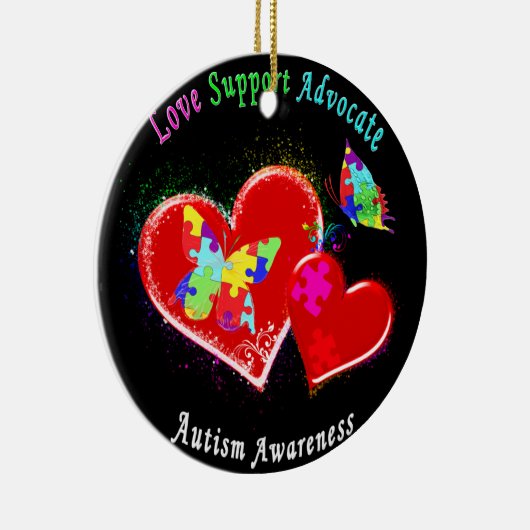 自閉症蝶ハート セラミックオーナメント (右)