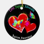 自閉症蝶ハート セラミックオーナメント (正面)