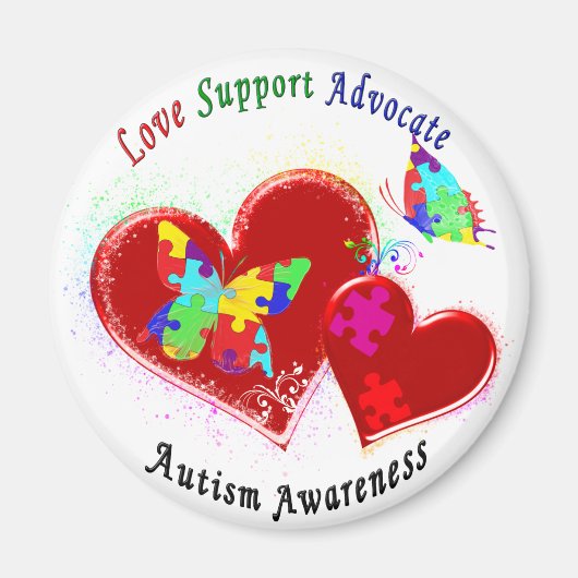 自閉症蝶ハート マグネット (正面)