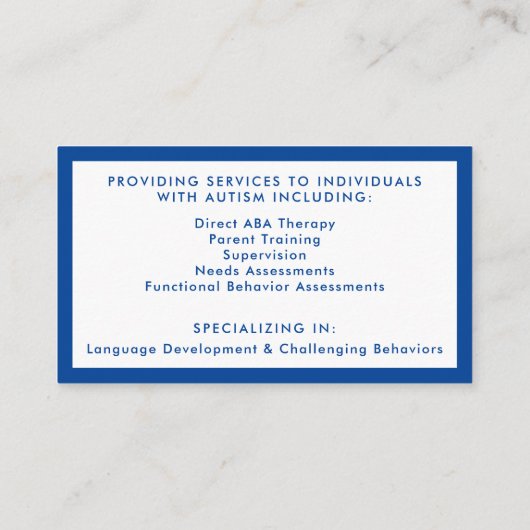 自閉症行動アナリスト名刺 名刺 (裏面)