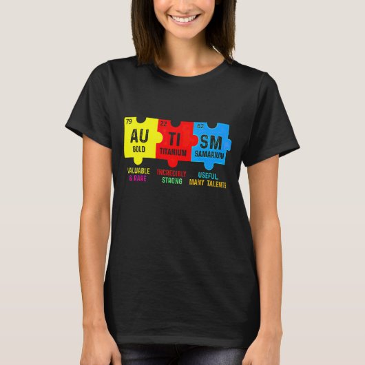 自閉症要素周期表認識度Asd女性 Tシャツ (正面)