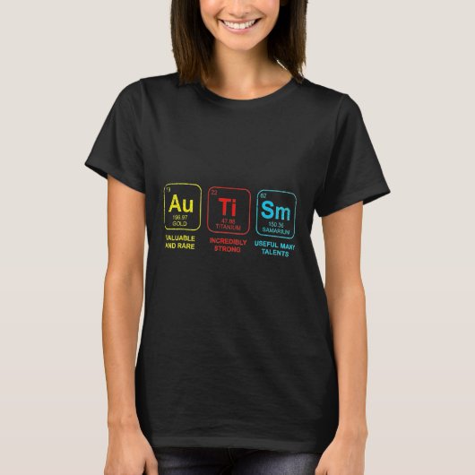自閉症要素周期表認識度Asd男性W Tシャツ (正面)